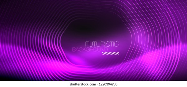 Neon glowing lines, magic energy space light concept, abstract background wallpaper design, vector illustration