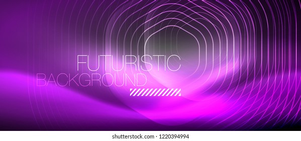 Neon glowing lines, magic energy space light concept, abstract background wallpaper design, vector illustration