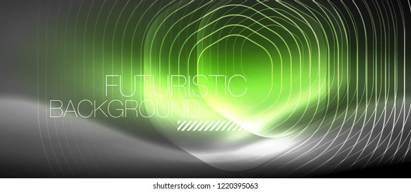 Neonleuchtende Linien, magisches Energieraum-Lichtkonzept, abstrakter Hintergrund, Tapete-Design, Vektorgrafik