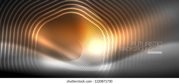 Neon glowing lines, magic energy space light concept, abstract background wallpaper design, vector illustration