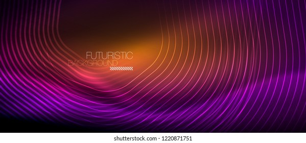 Neon glowing lines, magic energy space light concept, abstract background wallpaper design, vector illustration