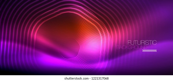 Neon glowing lines, magic energy space light concept, abstract background wallpaper design, vector illustration
