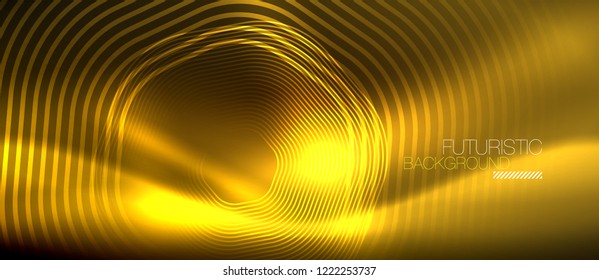 Neon glowing lines, magic energy space light concept, abstract background wallpaper design, vector illustration