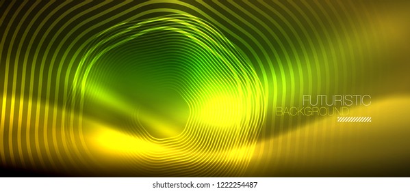 Neon glowing lines, magic energy space light concept, abstract background wallpaper design, vector illustration