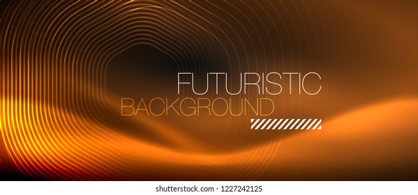 Neon glowing lines, magic energy space light concept, abstract background wallpaper design, vector illustration