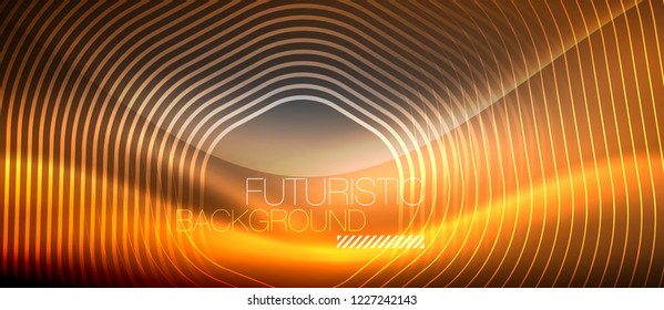 Neon glowing lines, magic energy space light concept, abstract background wallpaper design, vector illustration