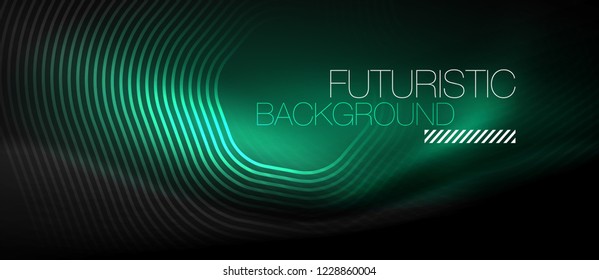 Neon glowing lines, magic energy space light concept, abstract background wallpaper design, vector illustration