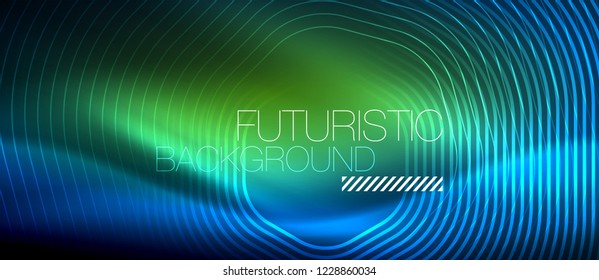 Neonleuchtende Linien, magisches Energieraum-Lichtkonzept, abstrakter Hintergrund, Tapete-Design, Vektorgrafik