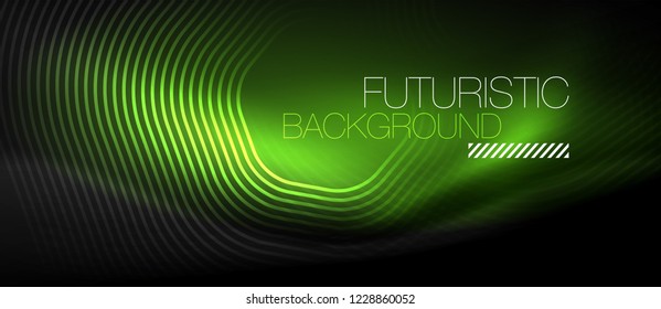 Neon glowing lines, magic energy space light concept, abstract background wallpaper design, vector illustration