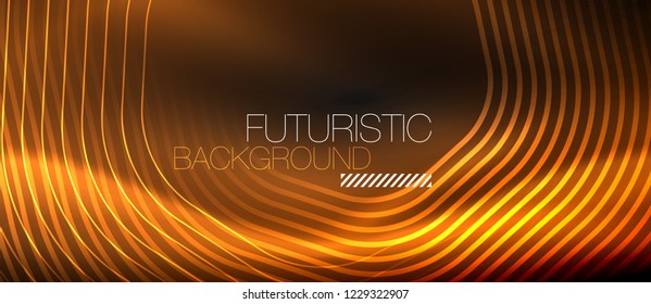 Neon glowing lines, magic energy space light concept, abstract background wallpaper design, vector illustration
