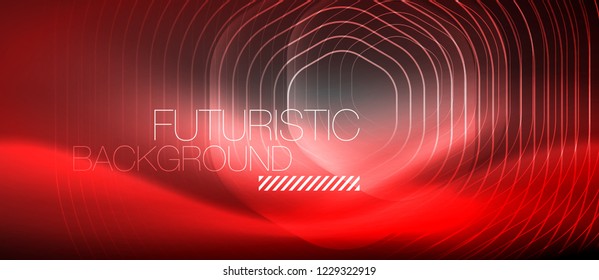 Neon glowing lines, magic energy space light concept, abstract background wallpaper design, vector illustration