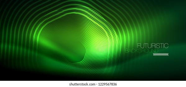 Neon glowing lines, magic energy space light concept, abstract background wallpaper design, vector illustration