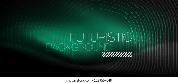 Líneas brillantes de neón, concepto de luz espacial mágica, diseño de fondo abstracto de fondo de fondo, ilustración vectorial