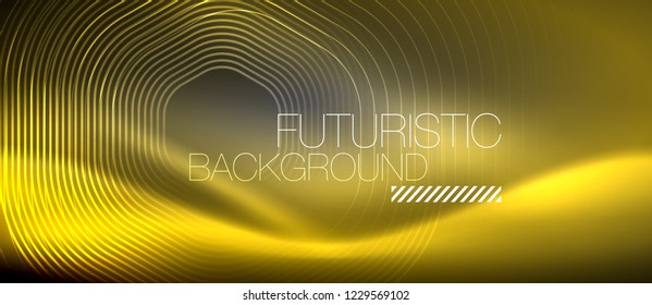 Neon glowing lines, magic energy space light concept, abstract background wallpaper design, vector illustration
