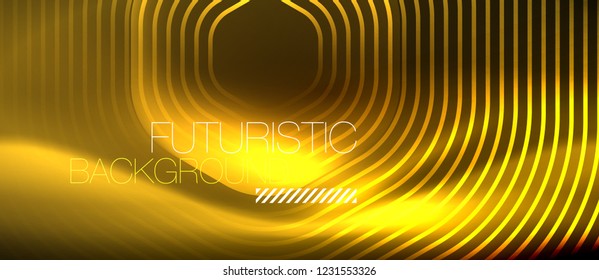 Neon glowing lines, magic energy space light concept, abstract background wallpaper design, vector illustration