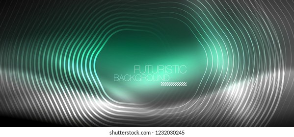 Neon glowing lines, magic energy space light concept, abstract background wallpaper design, vector illustration