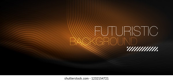 Neon glowing lines, magic energy space light concept, abstract background wallpaper design, vector illustration