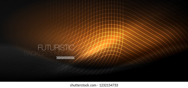 Neon glowing lines, magic energy space light concept, abstract background wallpaper design, vector illustration