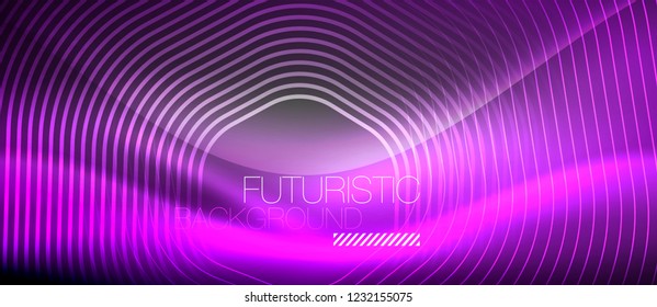 Neon glowing lines, magic energy space light concept, abstract background wallpaper design, vector illustration