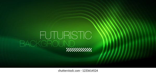 Neon glowing lines, magic energy space light concept, abstract background wallpaper design, vector illustration