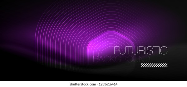Neon glowing lines, magic energy space light concept, abstract background wallpaper design, vector illustration