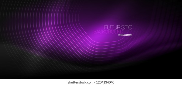 Neon glowing lines, magic energy space light concept, abstract background wallpaper design, vector illustration