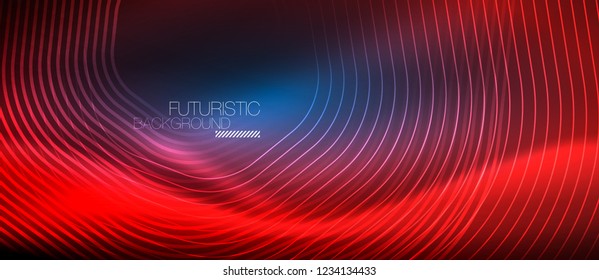 Neon glowing lines, magic energy space light concept, abstract background wallpaper design, vector illustration