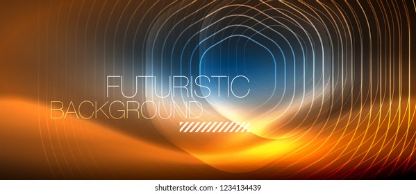 Neon glowing lines, magic energy space light concept, abstract background wallpaper design, vector illustration
