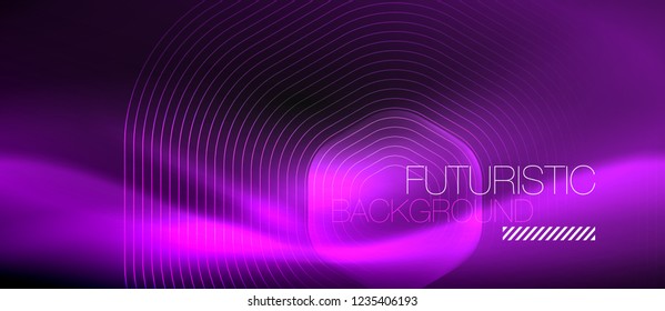 Neon glowing lines, magic energy space light concept, abstract background wallpaper design, vector illustration