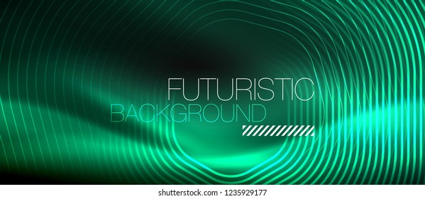 Neon glowing lines, magic energy space light concept, abstract background wallpaper design, vector illustration