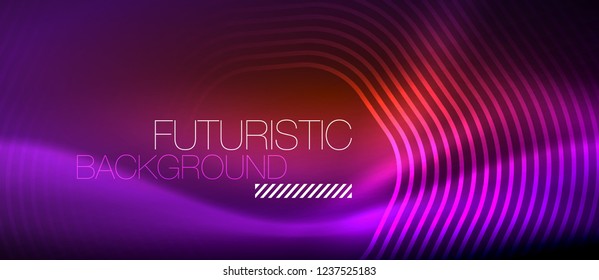Neon glowing lines, magic energy space light concept, abstract background wallpaper design, vector illustration