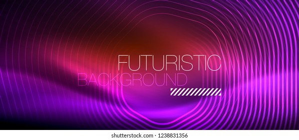 Neon glowing lines, magic energy space light concept, abstract background wallpaper design, vector illustration