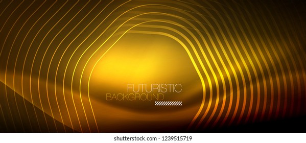 Neon glowing lines, magic energy space light concept, abstract background wallpaper design, vector illustration