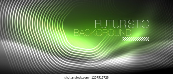 Neon glowing lines, magic energy space light concept, abstract background wallpaper design, vector illustration