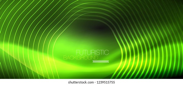 Neon glowing lines, magic energy space light concept, abstract background wallpaper design, vector illustration