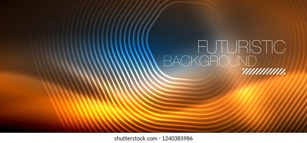 Neon glowing lines, magic energy space light concept, abstract background wallpaper design, vector illustration