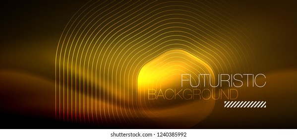 Neon glowing lines, magic energy space light concept, abstract background wallpaper design, vector illustration