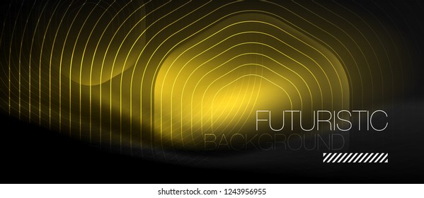 Líneas brillantes de neón, concepto de luz espacial mágica, diseño de fondo abstracto de fondo de fondo, ilustración vectorial