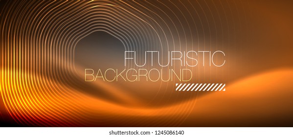 Neon glowing lines, magic energy space light concept, abstract background wallpaper design, vector illustration