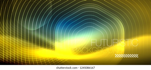 Neon glowing lines, magic energy space light concept, abstract background wallpaper design, vector illustration