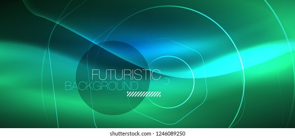 Líneas brillantes de neón, concepto de luz azul del espacio de energía mágica, diseño de fondo abstracto de fondo de fondo, ilustración vectorial