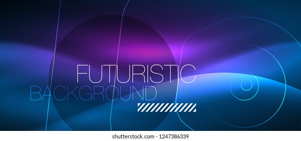 Neon glowing lines, magic energy space blue light concept, abstract background wallpaper design, vector illustration