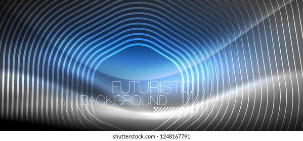 Neonleuchtende Linien, magisches Energieraum-Lichtkonzept, abstrakter Hintergrund, Tapete-Design, Vektorgrafik