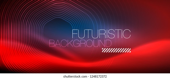 Neon glowing lines, magic energy space light concept, abstract background wallpaper design, vector illustration