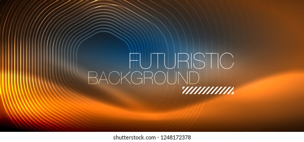 Neon glowing lines, magic energy space light concept, abstract background wallpaper design, vector illustration