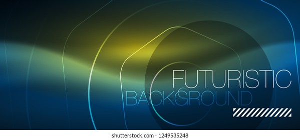 Neon glowing lines, magic energy space blue light concept, abstract background wallpaper design, vector illustration
