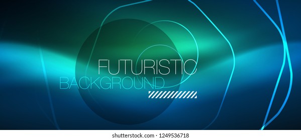 Neon glowing lines, magic energy space blue light concept, abstract background wallpaper design, vector illustration