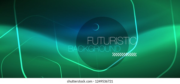 Neon glowing lines, magic energy space blue light concept, abstract background wallpaper design, vector illustration