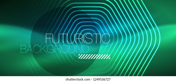 Neon glowing lines, magic energy space blue light concept, abstract background wallpaper design, vector illustration
