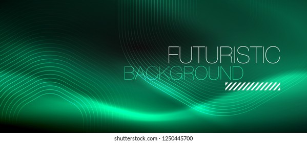Neon glowing lines, magic energy space light concept, abstract background wallpaper design, vector illustration